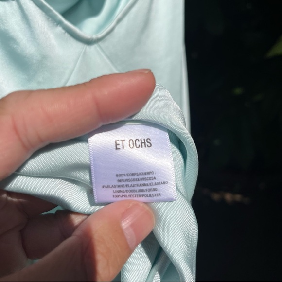 ET OCHS blue mint viscose draped knit crystal stone sleeveless draped midi dress - Picture 8 of 8